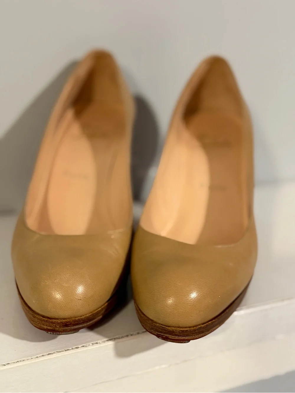Christian Louboutin Beige Leather Pumps with Red Sole